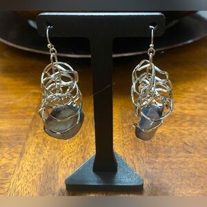Silver Interlocking Hoops and Abalone Hook Earrings